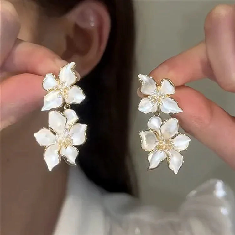 Weiße Blumen-Ohrringe | Stilvoll Elegant Hänger Vielseitig Einzigartig-Luzern Mode