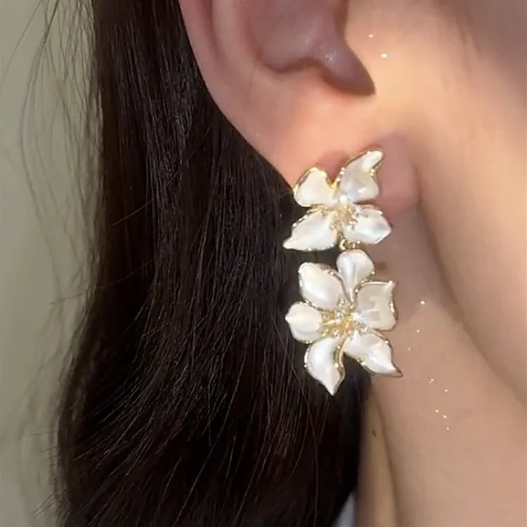 Weiße Blumen-Ohrringe | Stilvoll Elegant Hänger Vielseitig Einzigartig-Luzern Mode