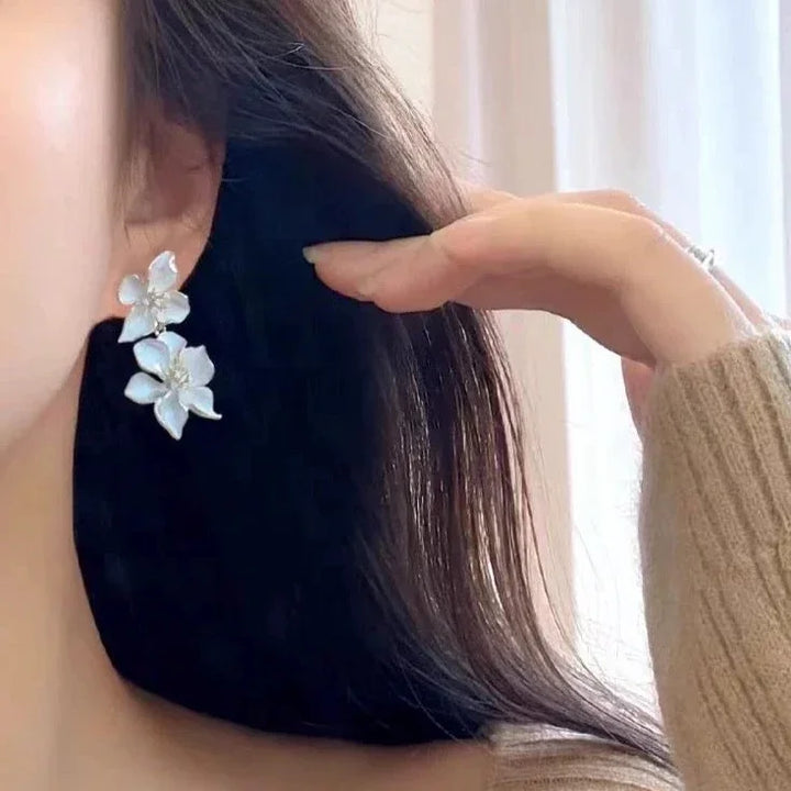 Weiße Blumen-Ohrringe | Stilvoll Elegant Hänger Vielseitig Einzigartig-Luzern Mode