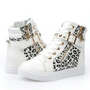 Damen High-Top Sneaker mit Reißverschluss und Nieten-Weiß-Schwarz-35-Luzern Mode