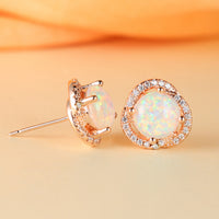 Ohrringe für Damen | Gold | Weißer Opal | Zirkonia | Kleeblatt-Luzern Mode