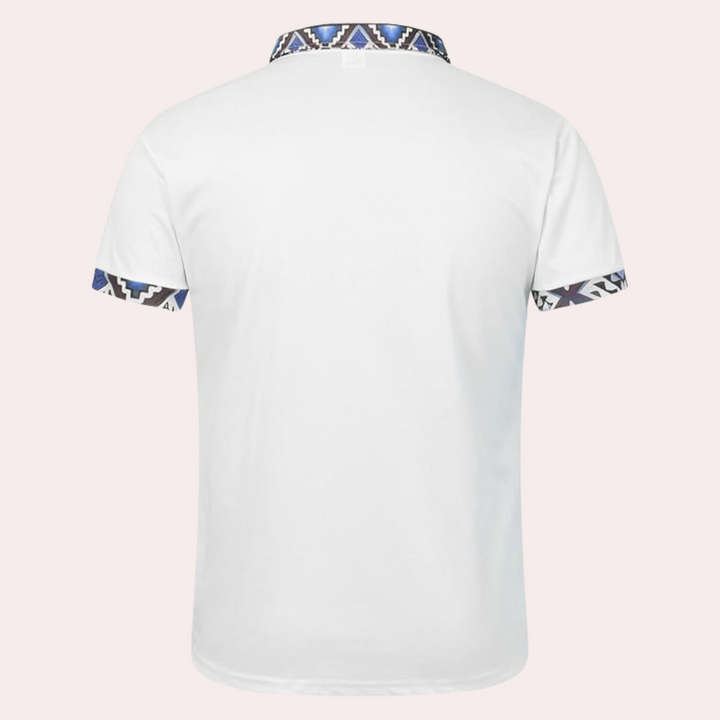 Herren T-Shirt mit Ethno-Muster, Kurzarm, Modern Fit-Luzern Mode
