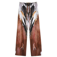 Weite Sommerhose Damen | Chiffon luftig leicht | Stylisch bequem | Sommerlook-Braun-S-Luzern Mode