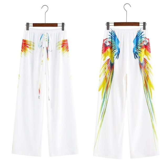Weite Sommerhose Damen | Chiffon luftig leicht | Stylisch bequem | Sommerlook-Weiß-S-Luzern Mode