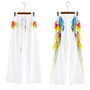 Weite Sommerhose Damen | Chiffon luftig leicht | Stylisch bequem | Sommerlook-Weiß-S-Luzern Mode