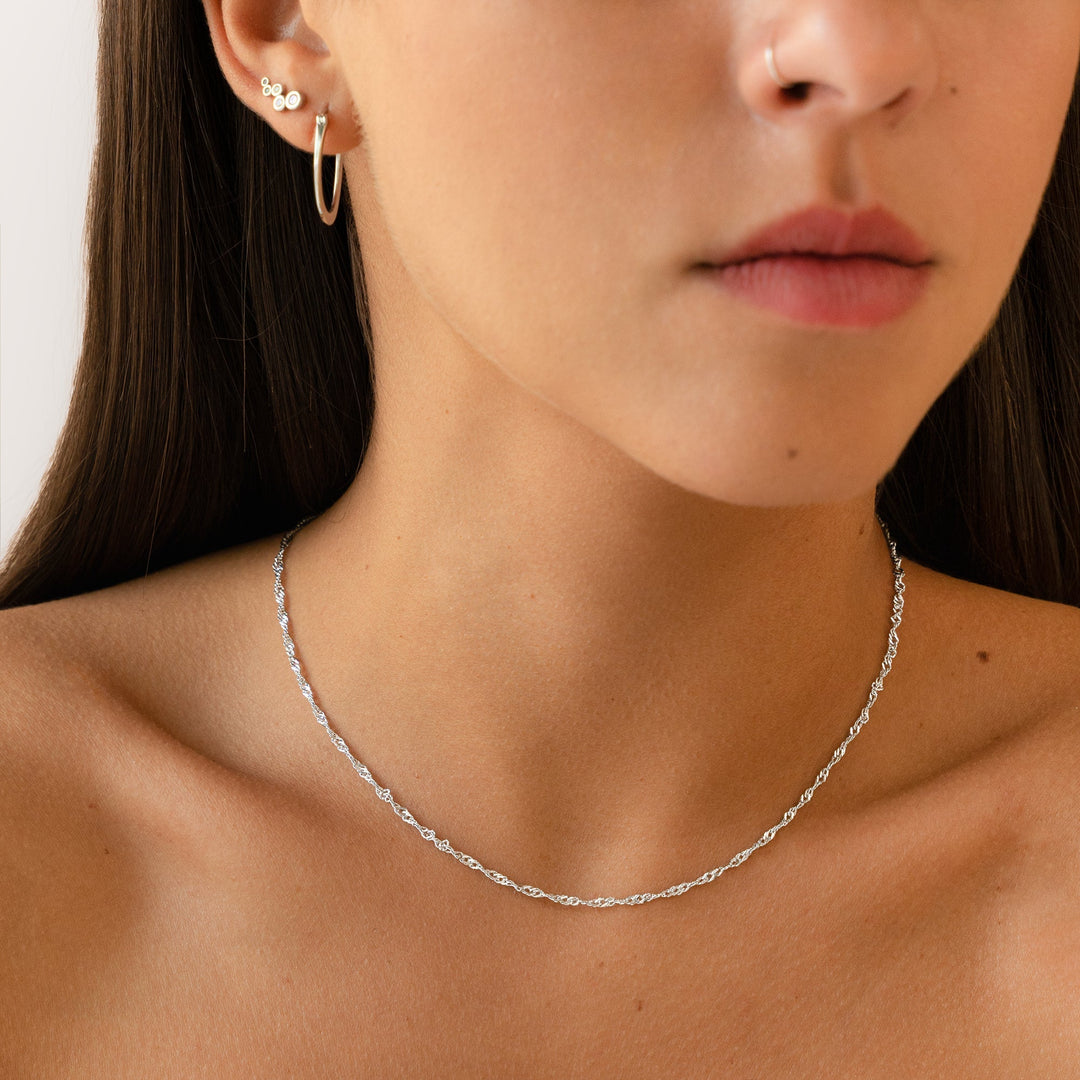Damen Halskette | Wellenförmig Langlebig Silber Vielseitig Einzigartig-Luzern Mode