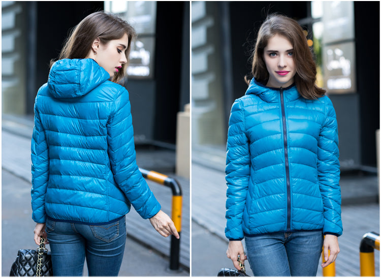Damen Daunenjacke mit Kapuze - Leicht und Warm-Luzern Mode