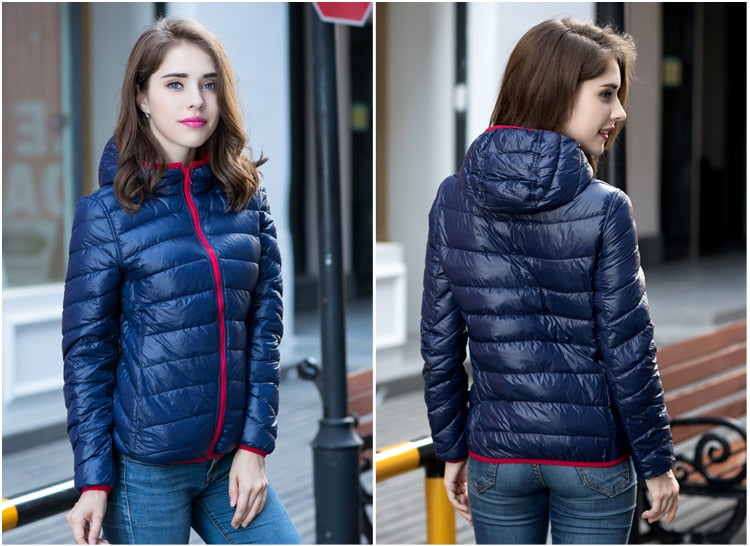 Damen Daunenjacke mit Kapuze - Leicht und Warm-Luzern Mode