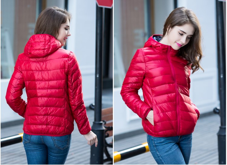 Damen Daunenjacke mit Kapuze - Leicht und Warm-Luzern Mode