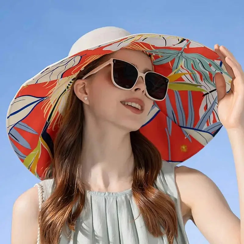 Sommer Sonnenhut Damen | Wendbar | Baumwolle | UV Schutz | Breite Krempe | 56–60 cm-Luzern Mode