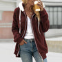 Gemütliche Damen Fleecejacke mit Kapuze für Herbst/Winter-RoT-L-Luzern Mode