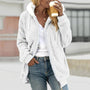 Gemütliche Damen Fleecejacke mit Kapuze für Herbst/Winter-Weiß-L-Luzern Mode