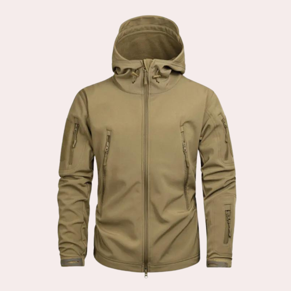 Herren Outdoor Jacke mit verstellbaren Ärmeln für Wandern-Braun-S-Luzern Mode
