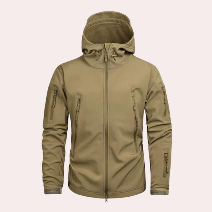 Herren Outdoor Jacke mit verstellbaren Ärmeln für Wandern-Braun-S-Luzern Mode