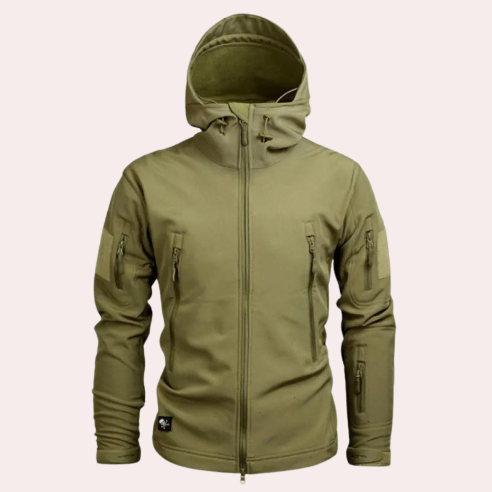 Herren Outdoor Jacke mit verstellbaren Ärmeln für Wandern-Khaki-S-Luzern Mode