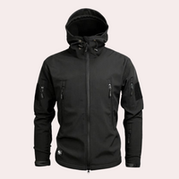 Herren Outdoor Jacke mit verstellbaren Ärmeln für Wandern-Schwarz-S-Luzern Mode