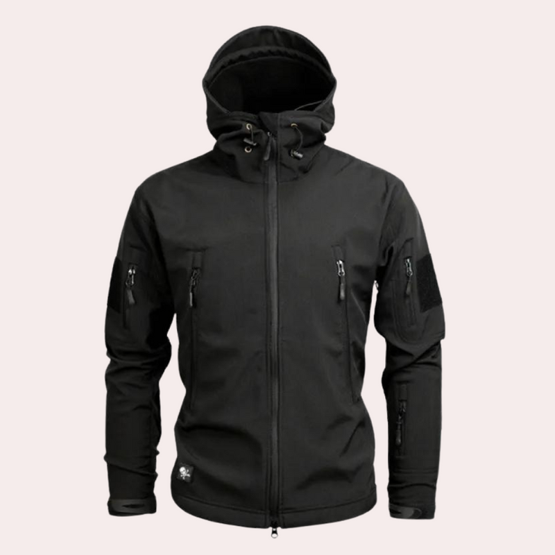 Herren Outdoor Jacke mit verstellbaren Ärmeln für Wandern-Schwarz-S-Luzern Mode
