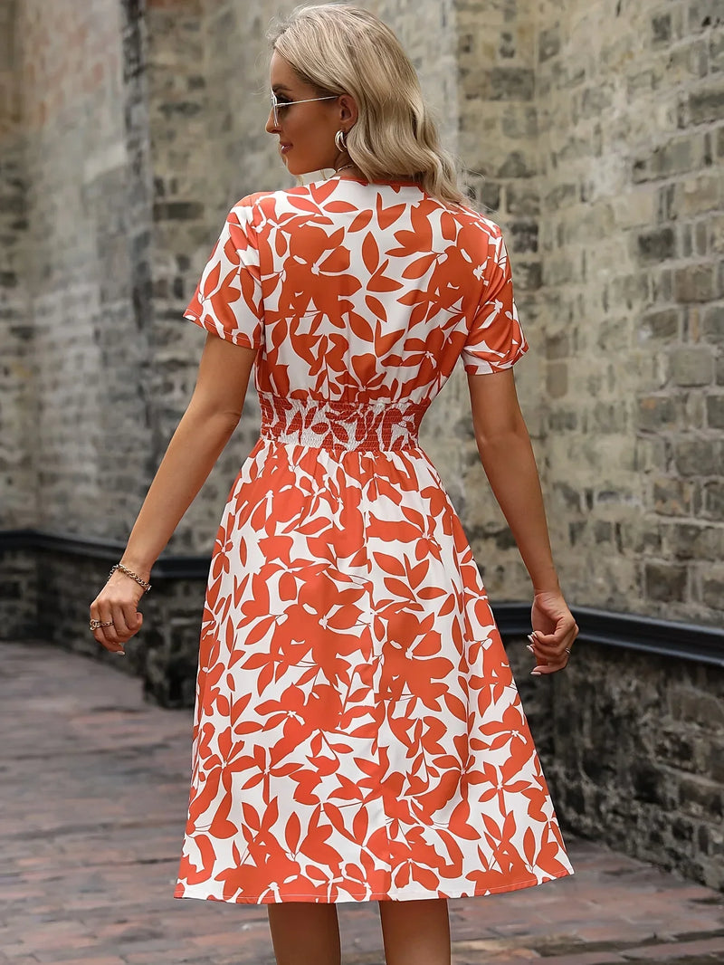 Damen Sommerkleid mit Blumenmuster - Elegantes Freizeitkleid-Luzern Mode