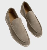 Herren Slipper aus Wildleder – Bequeme Loafer Schuhe-Beige-39-Luzern Mode