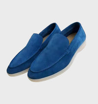 Herren Slipper aus Wildleder – Bequeme Loafer Schuhe-Blau-39-Luzern Mode