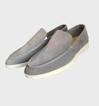 Herren Slipper aus Wildleder – Bequeme Loafer Schuhe-Grau-39-Luzern Mode