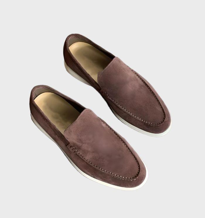 Herren Slipper aus Wildleder – Bequeme Loafer Schuhe-Kastanienbraun-39-Luzern Mode