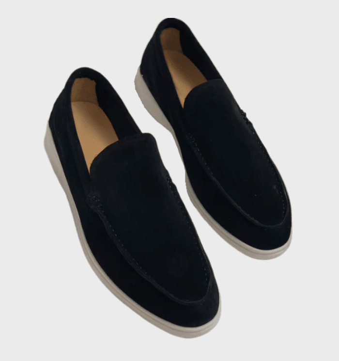 Herren Slipper aus Wildleder – Bequeme Loafer Schuhe-Schwarz-39-Luzern Mode