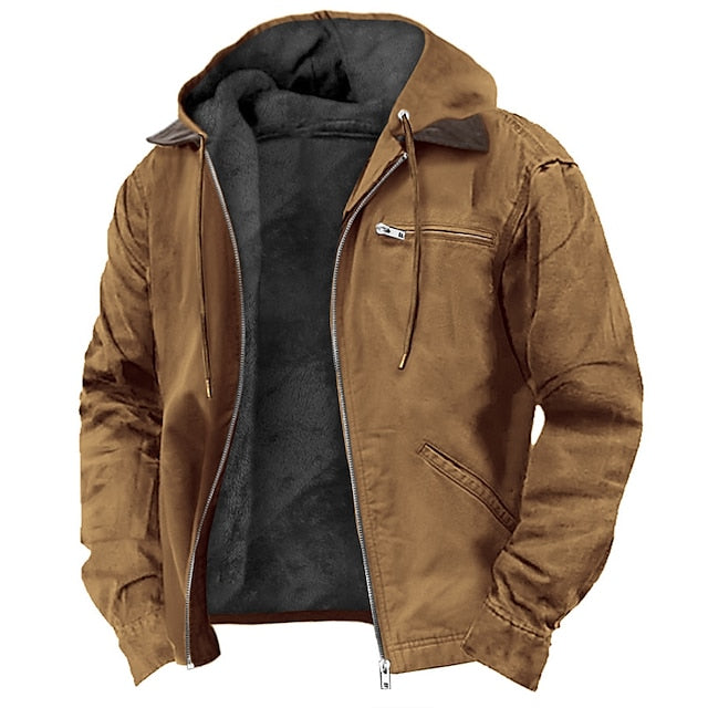 Herren Outdoorjacke | Winddicht | Kapuze | Gefüttert | Reißverschluss-Braun-2XS-Luzern Mode