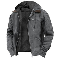 Herren Outdoorjacke | Winddicht | Kapuze | Gefüttert | Reißverschluss-Grau-2XS-Luzern Mode