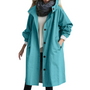 Damen Winddichter Trenchcoat mit Kapuze und Taschen-Blau-S-Luzern Mode