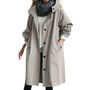 Damen Winddichter Trenchcoat mit Kapuze und Taschen-Grau-S-Luzern Mode