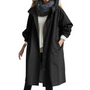 Damen Winddichter Trenchcoat mit Kapuze und Taschen-Schwarz-S-Luzern Mode
