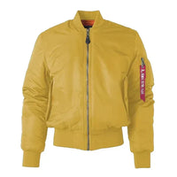 Damen Bomberjack | Pilot Stil | Reißverschluss | Einfarbig | Sportlich-Gelb-2XS-Luzern Mode