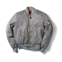 Damen Bomberjack | Pilot Stil | Reißverschluss | Einfarbig | Sportlich-Grau-2XS-Luzern Mode