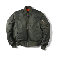 Damen Bomberjack | Pilot Stil | Reißverschluss | Einfarbig | Sportlich-Olivegrün-2XS-Luzern Mode