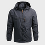Herren Outdoor Windbreaker Jacke mit Kapuze und Reißverschluss-Grau-M-Luzern Mode