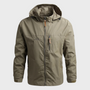 Herren Outdoor Windbreaker Jacke mit Kapuze und Reißverschluss-Khaki-M-Luzern Mode