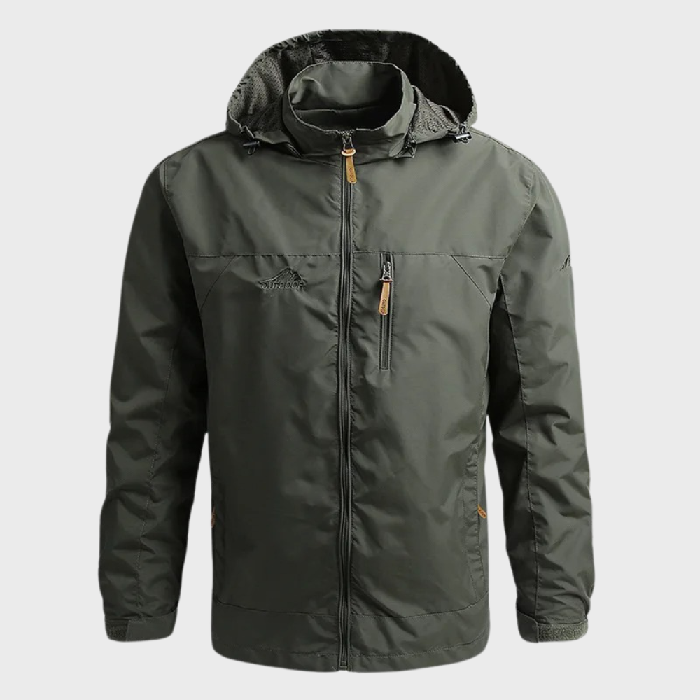 Herren Outdoor Windbreaker Jacke mit Kapuze und Reißverschluss-Olivegrün-M-Luzern Mode