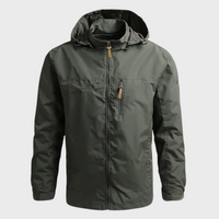 Herren Outdoor Windbreaker Jacke mit Kapuze und Reißverschluss-Olivegrün-M-Luzern Mode