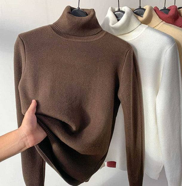 Damenpullover | Strick | Fleece | Locker sitzend | Ultra-weich | Einfarbig-Braun-S-Luzern Mode