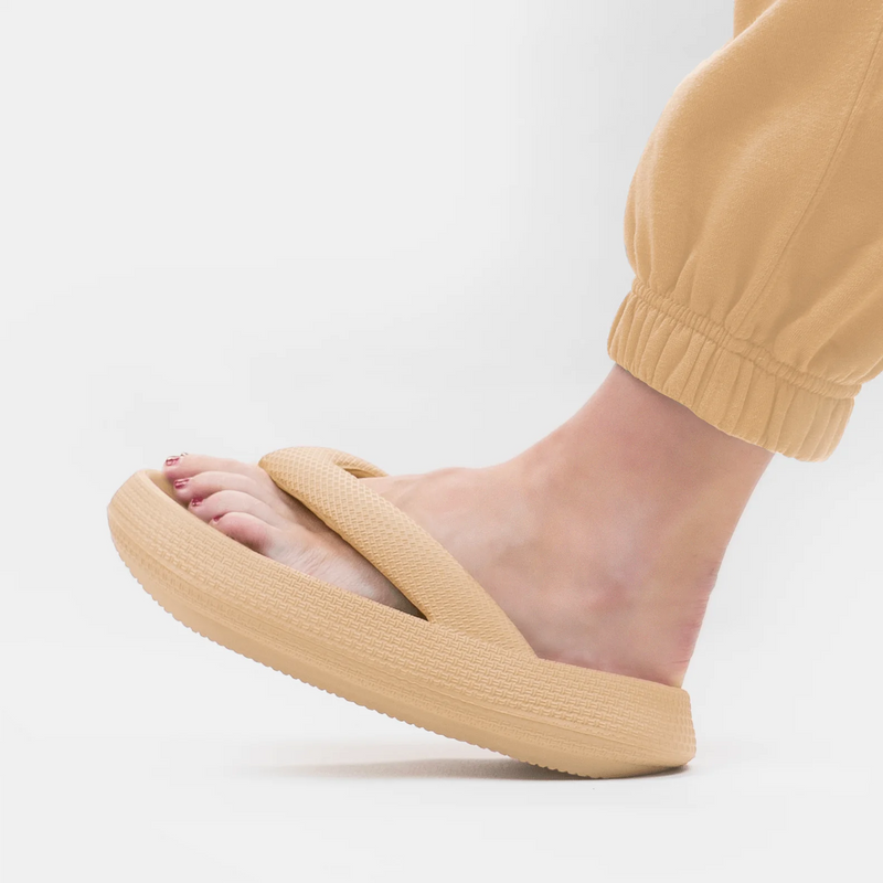 Flip Flops | Unisex | EVA-Schaum | Einfarbig | Schmerzlindernd -Beige-36-37-Luzern Mode