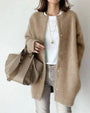 Damen Strickjacke mit Knöpfen - Eleganter Cardigan Look-Hellbraun-S-Luzern Mode