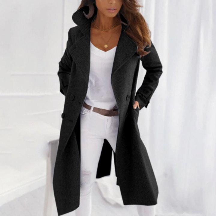 Damen Trenchcoat Herbstmode - Eleganter Mantel für Damen-Schwarz-S-Luzern Mode