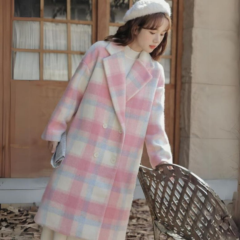 Mädchen Wintermantel mit Karomuster und Teddy Accessoire-Luzern Mode