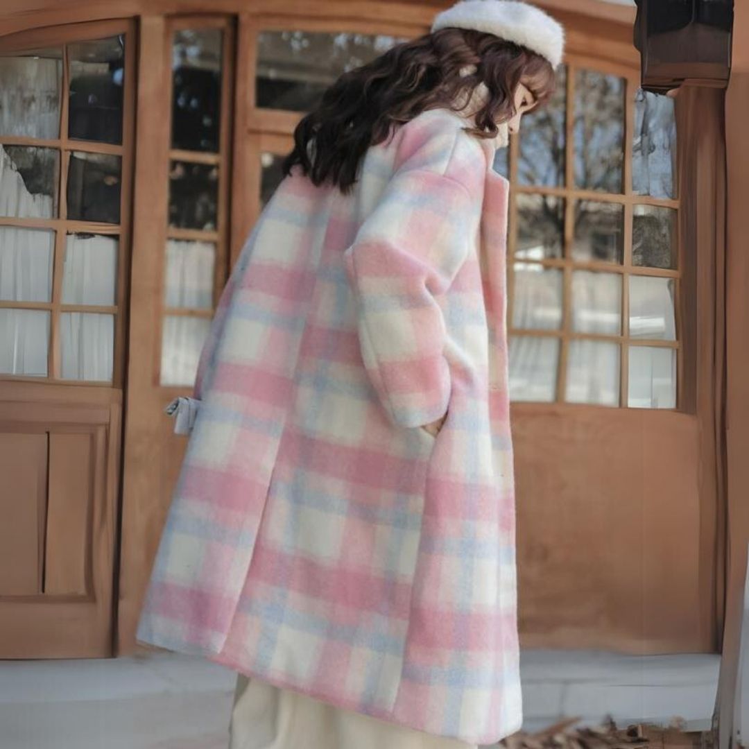 Mädchen Wintermantel mit Karomuster und Teddy Accessoire-Luzern Mode