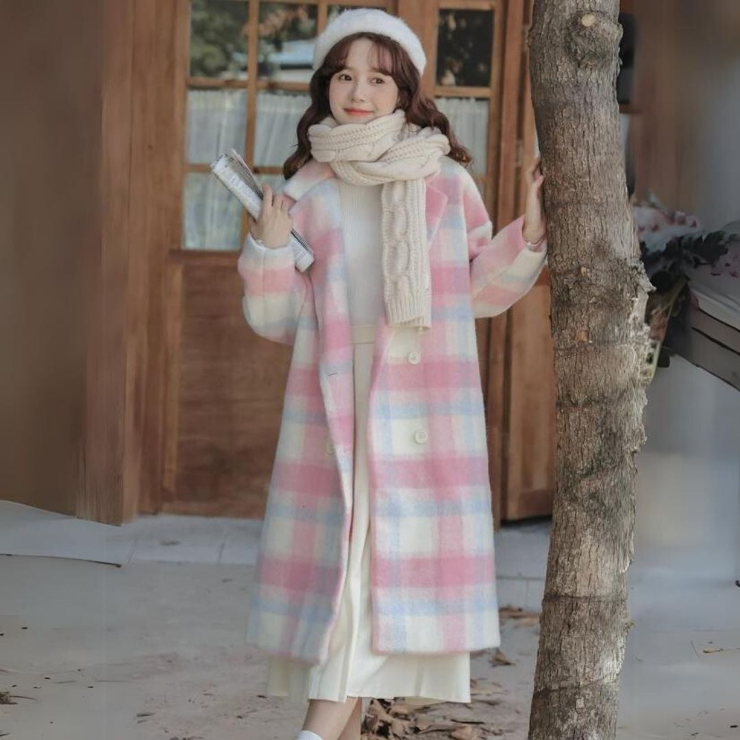 Mädchen Wintermantel mit Karomuster und Teddy Accessoire-Luzern Mode