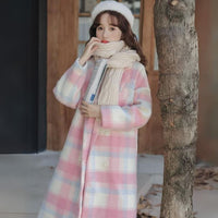 Mädchen Wintermantel mit Karomuster und Teddy Accessoire-Luzern Mode