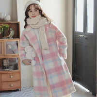 Mädchen Wintermantel mit Karomuster und Teddy Accessoire-Luzern Mode
