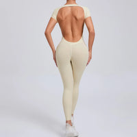 Damen Bodysuit mit Rückenausschnitt - Eleganter Einteiler-Beige-L-Luzern Mode