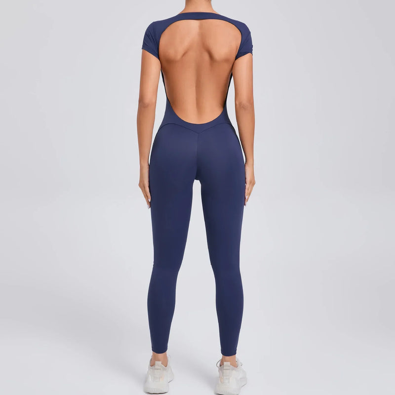 Damen Bodysuit mit Rückenausschnitt - Eleganter Einteiler-Blau-M-Luzern Mode